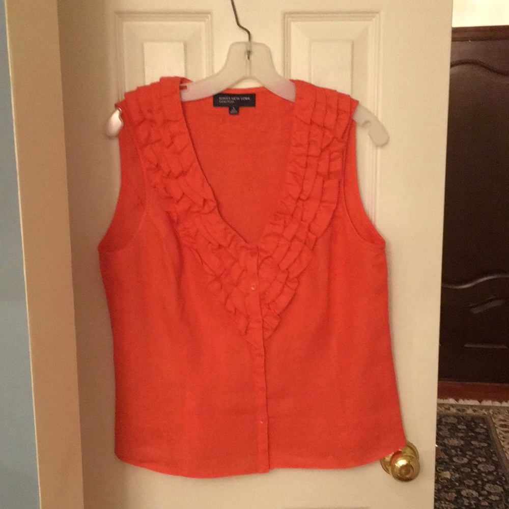 Sleeveless button down summer top by Jones New York.  Size Medium. Color- coral
